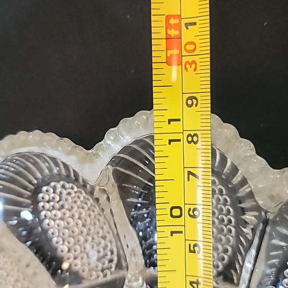 Vintage Indiana Glass "Thousand Eye" Scalloped Edge Hobnail 15 Egg Dish Tray - Picture 8 of 12